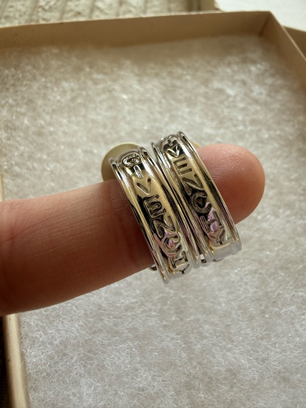 Vintage Givenchy Gold & Silver clip on Hoop Earrings designer Two-Tone Set - Picture 3 of 6